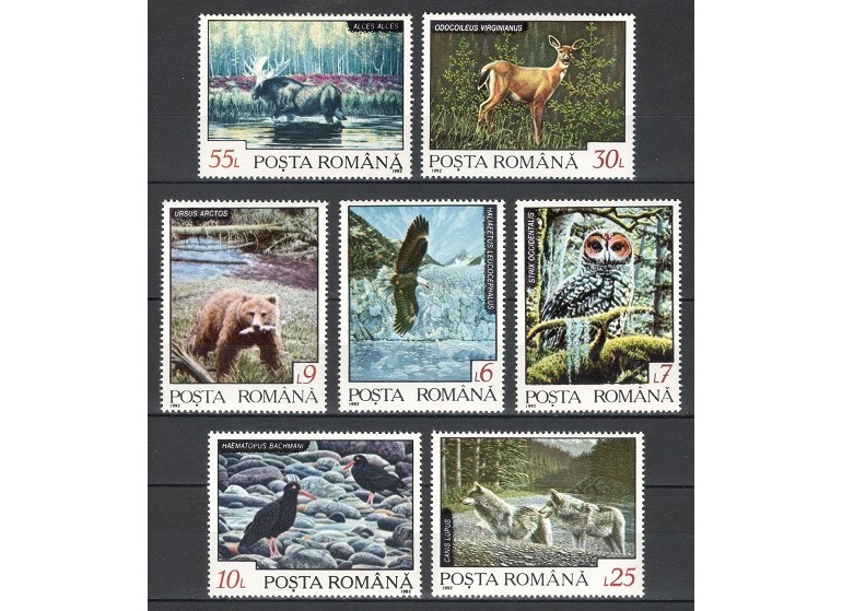 ROMANIA 1992 - FAUNA - SERIE DE 7 TIMBRE - NESTAMPILATA - MNH / fauna679